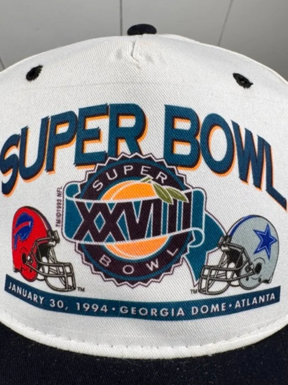 Vintage 1994 Super Bowl XXVIII Georgia Dome Snapback Hat New Era Buffalo Bills